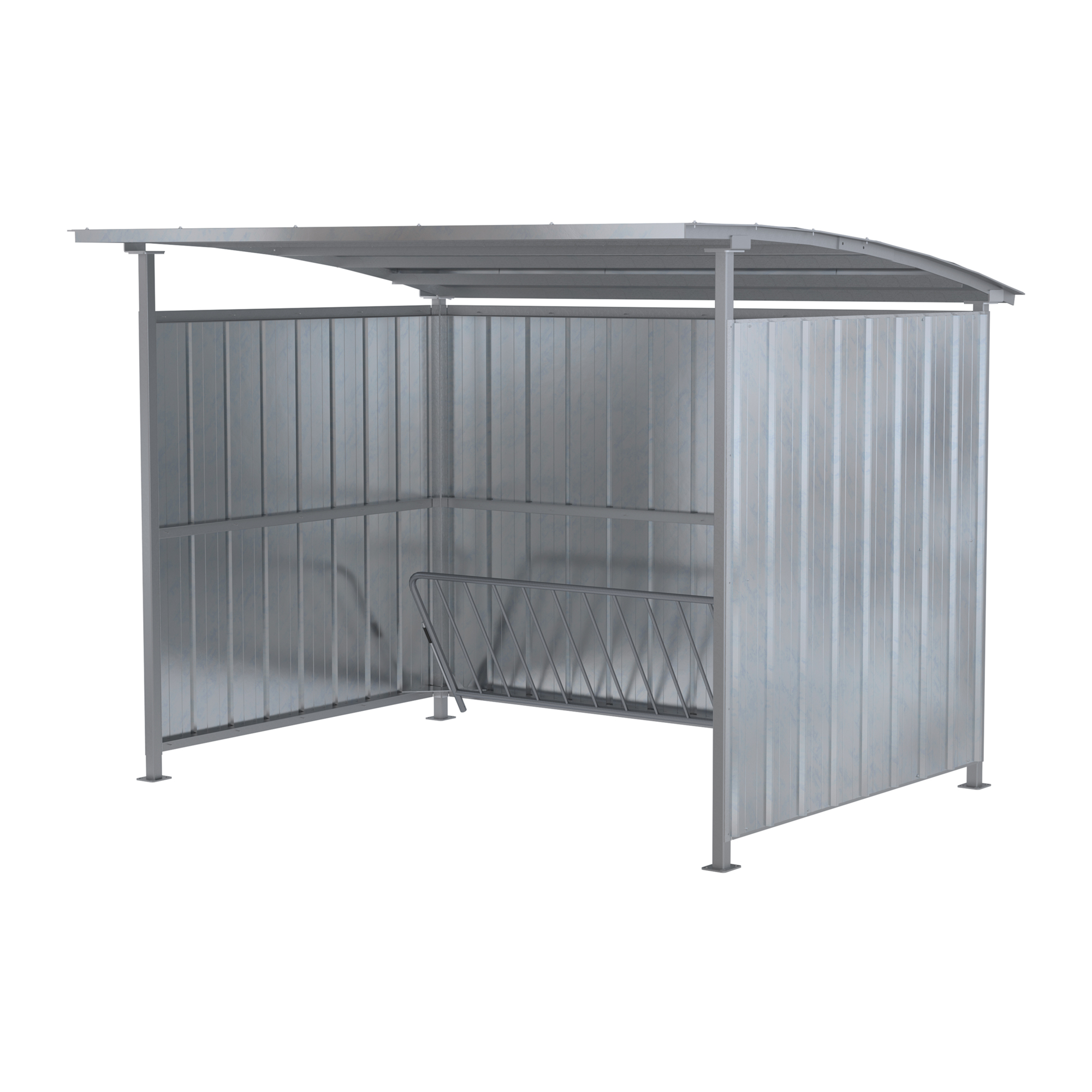 Vestil Multi-Duty Bicycle Shelter - 120in. Length, 10ft. Width, Galvanized Steel, Silver, Model# MDS-96-BK-HDG
